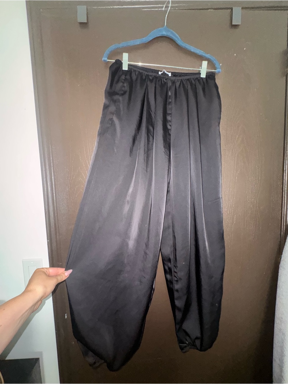 Woman’s Black Relaxed Satin Pants